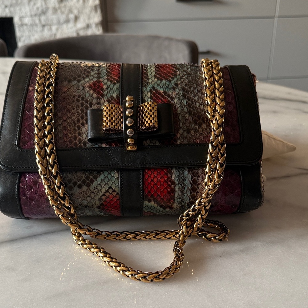Christian Louboutin Multicolor Crossbody Bag with Gold Chain